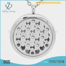 Fashion design round hole locket,stainless steel wholesale locket,medium perfume locket